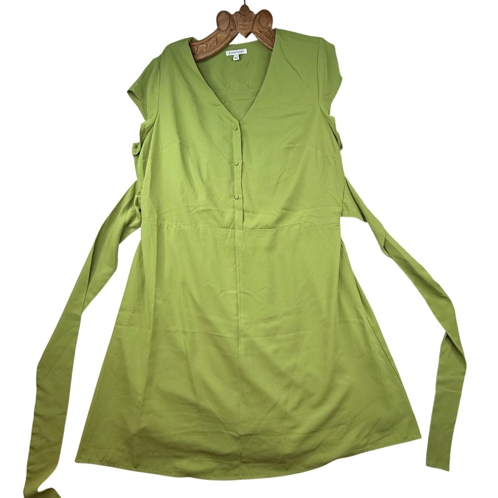 41 Hawthorn Women's Green  Midi Dress‎ w tie Waist 1X flowy light stitch fix